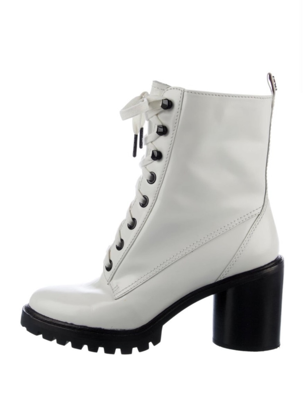 Marc Jacobs White Patent Lace-Up Block Heel Boots - Picture 2 of 16
